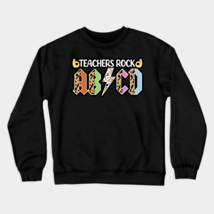 Teacher Rock ABCD Leopard Back to School Teacher Crewneck Sweatshirt